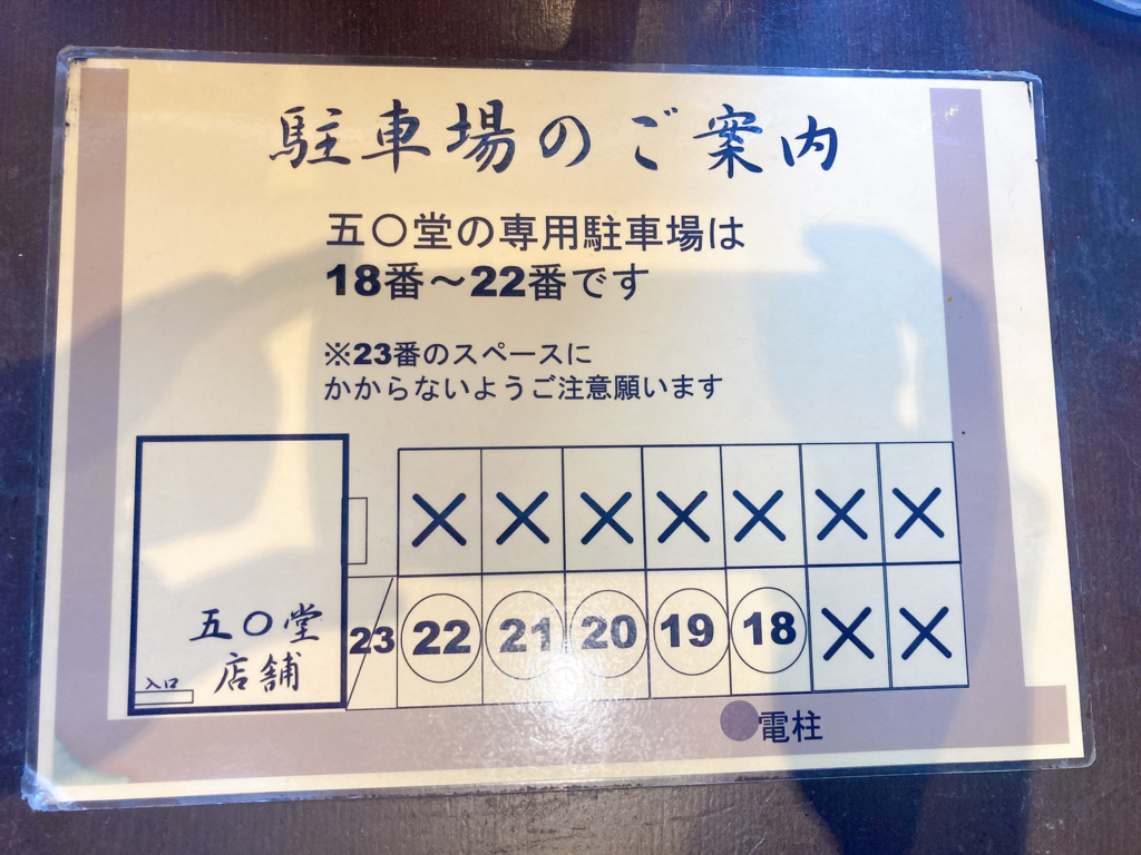 五○堂 駐車場ガイド